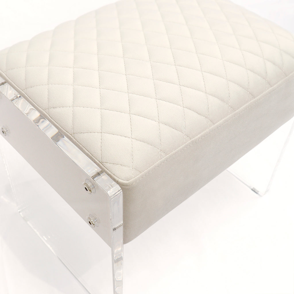 Ivory Velvet Stool E11739