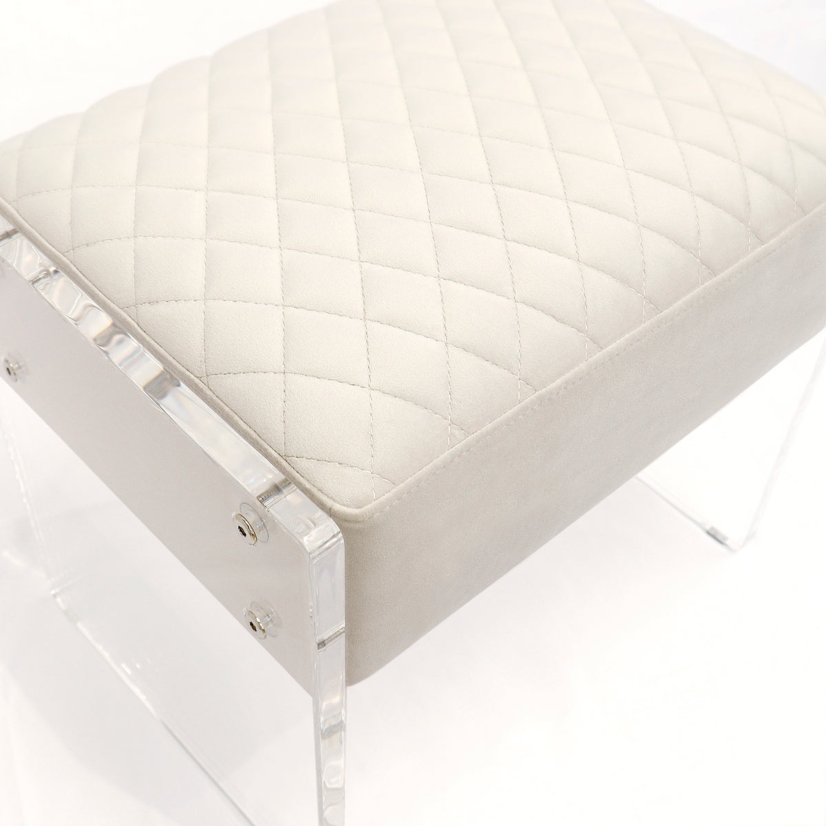 Ivory Velvet Stool E11739