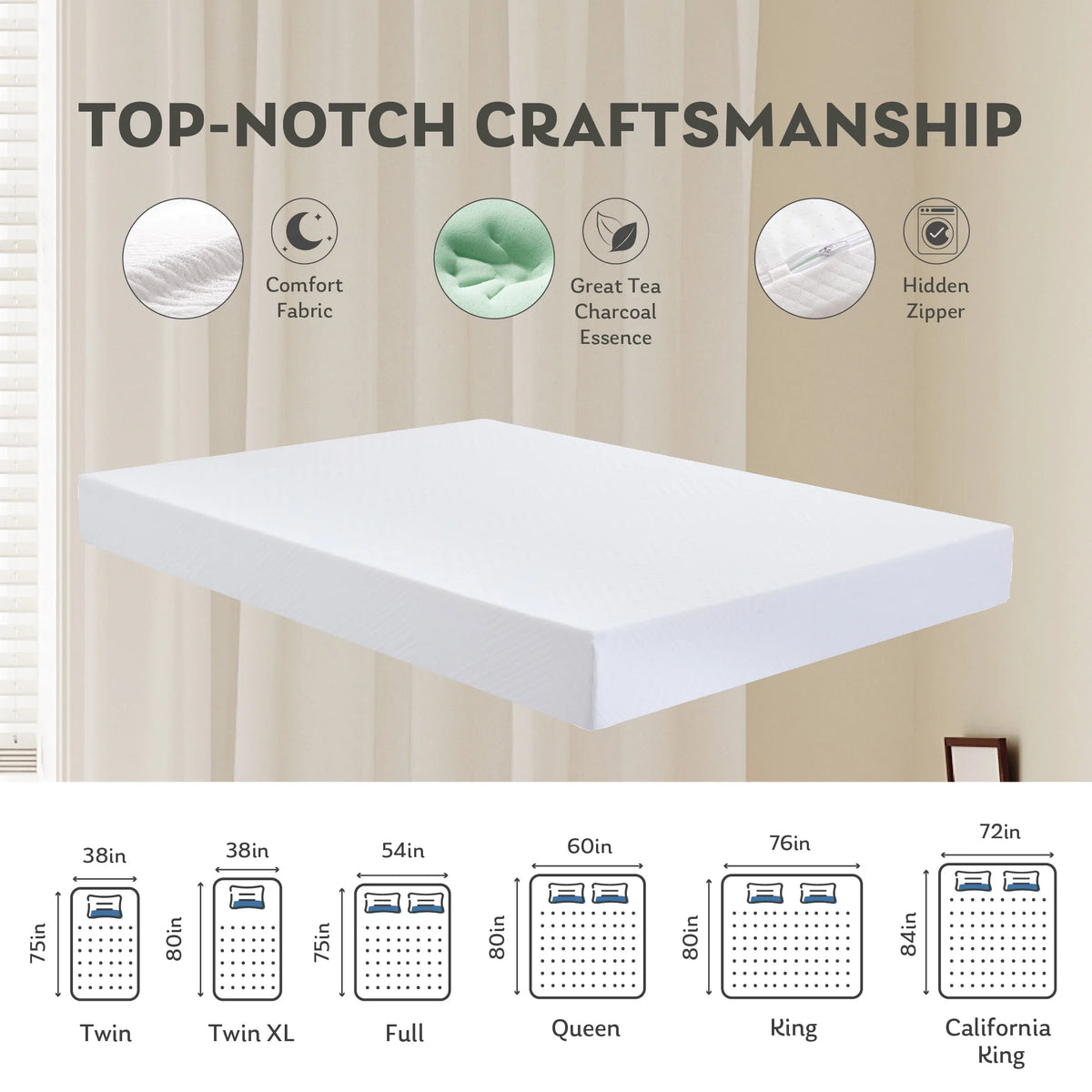 White Twin 6 inch Memory Foam Mattress L859