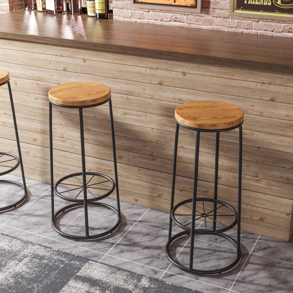 Rustic Metal Barstools Set of 2 H709
