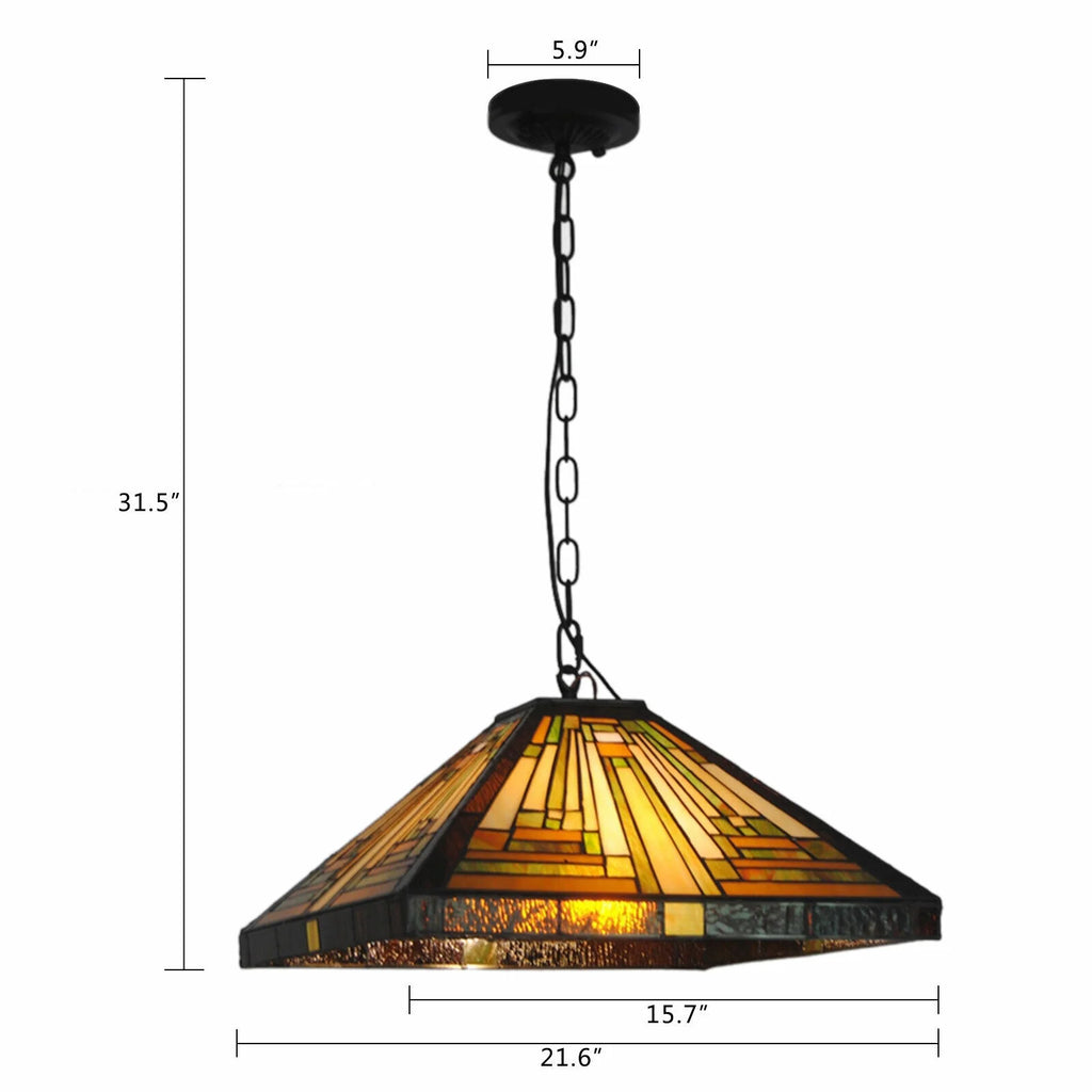 Vintage Stained Glass Pendant Lamp Ceiling Fixture G462742