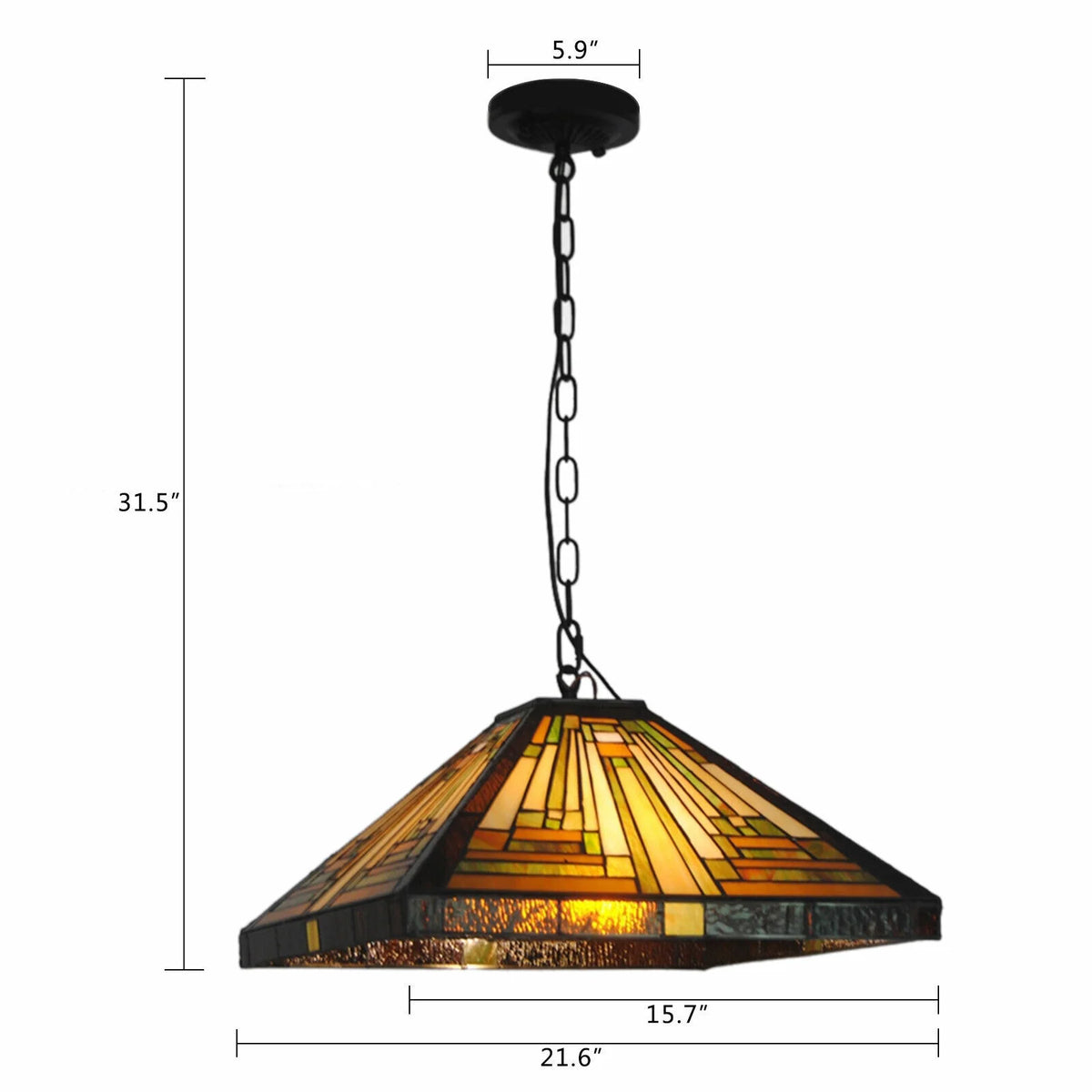 Vintage Stained Glass Pendant Lamp Ceiling Fixture G462742