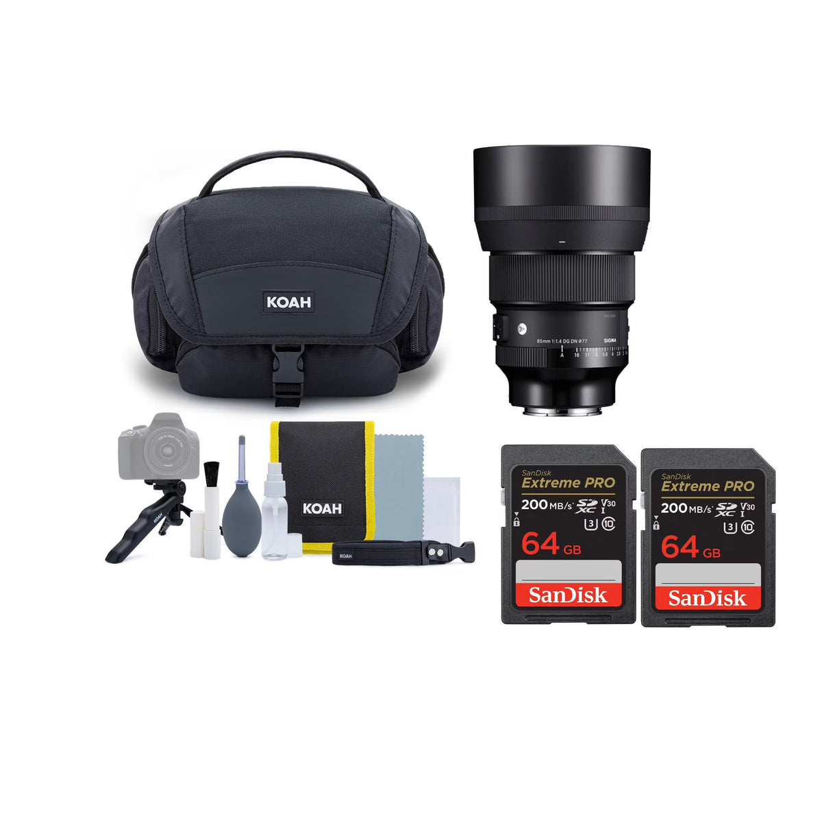 85mm f/1.4 DG DN Art Lens for Sony E with Koah Advanced Travel Kit E875084