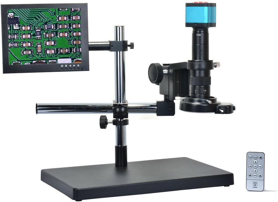 14MP HDMI USB Digital Microscope Camera Set with Boom Stand, C-Mount Lens, LED Light, 8 inch HDMI LCD Monitor K645