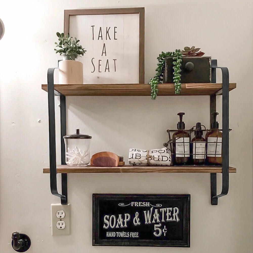 Wooden Floating Shelves 2 Tier Z399291