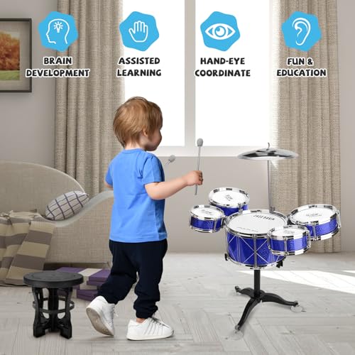 Blue 8 Piece Toddler Jazz Drum Kit S2476