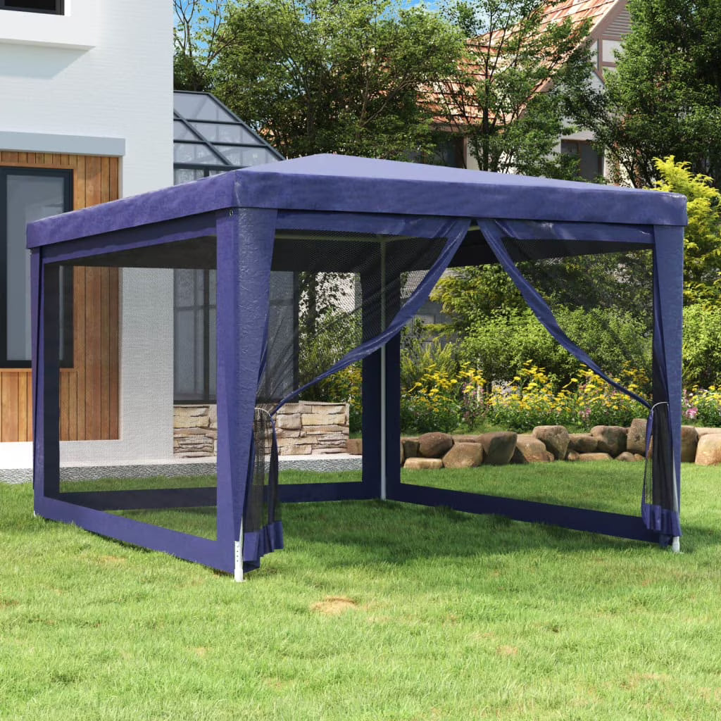Blue 9.8'x13.1' HDPE Party Tent with 4 Mesh Sidewalls U80430
