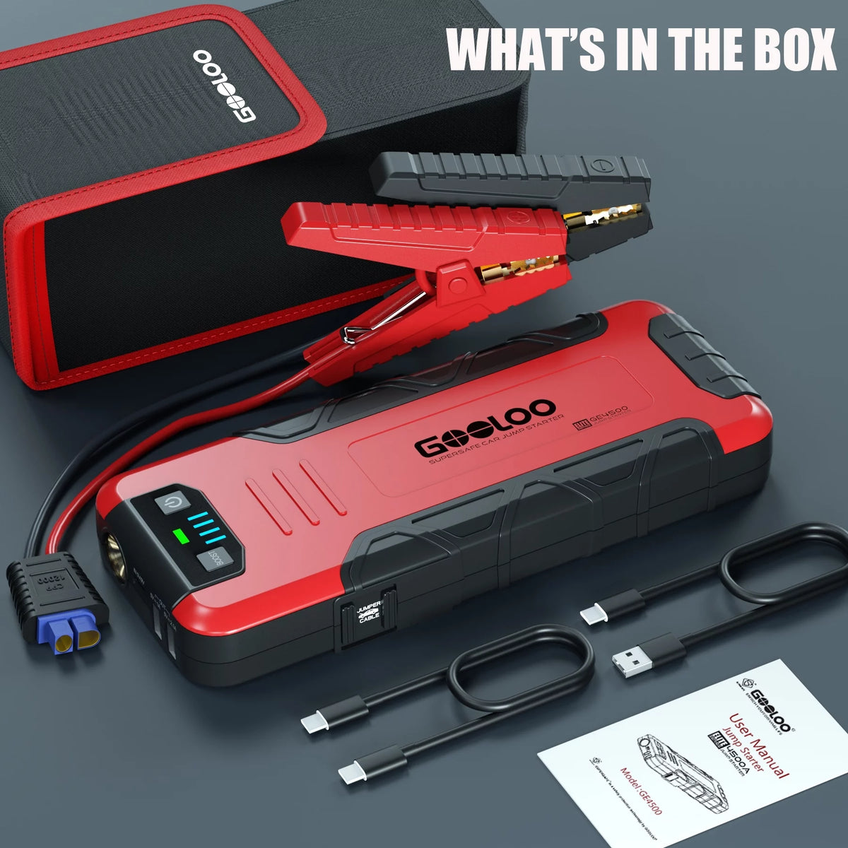 4500A Peak 12V Car Battery Jump Starter with USB Quick Charge P6628