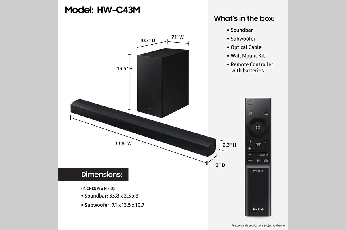 2.1ch. Soundbar with Subwoofer V900