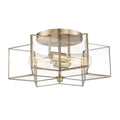 Natural Brass Semi-Flush Mount with Clear Glass O287