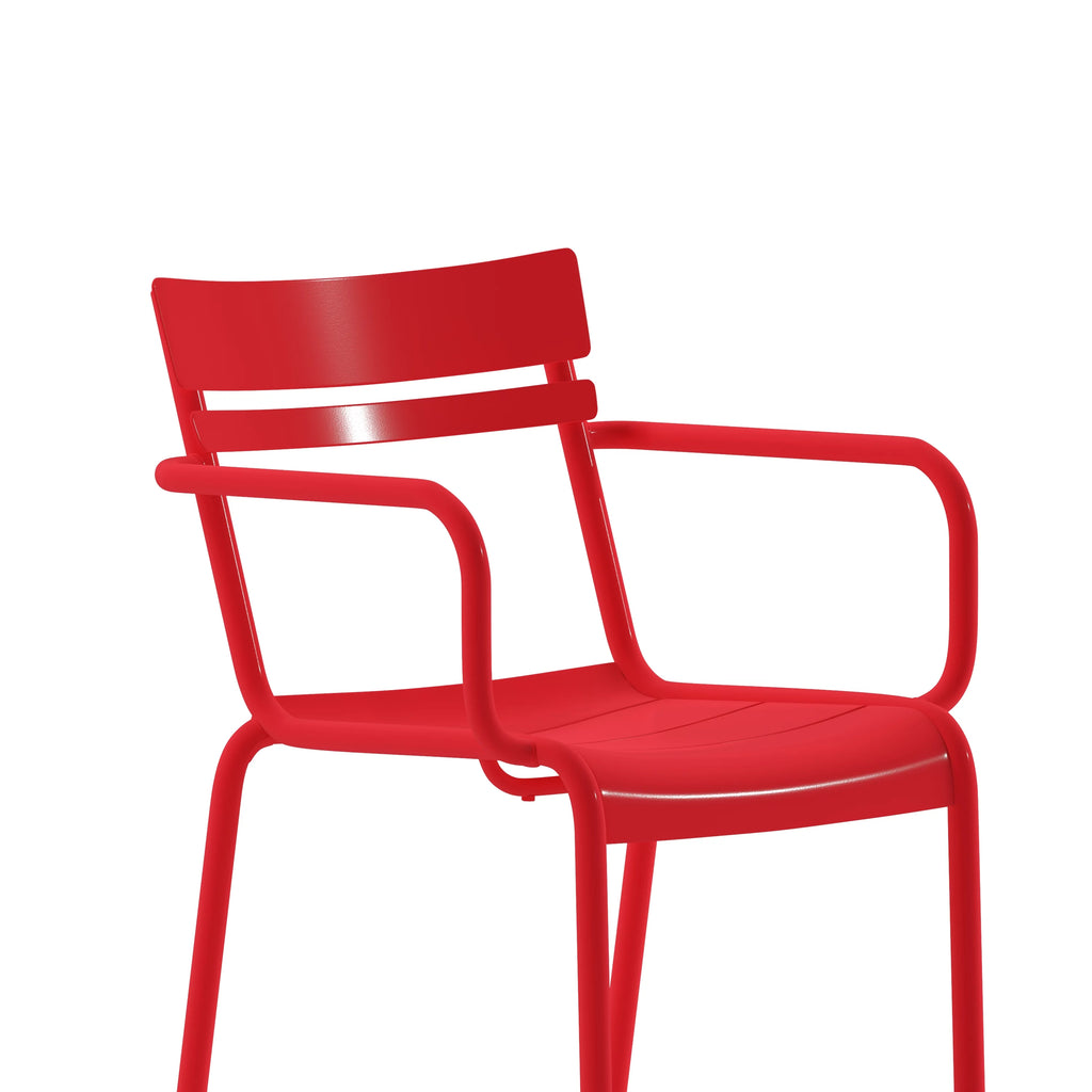 Red Steel Stackable Indoor-Outdoor Chair with Arms S914321