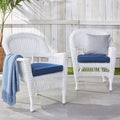 White Wicker Chair with Blue Cushion Set of 2 I926970