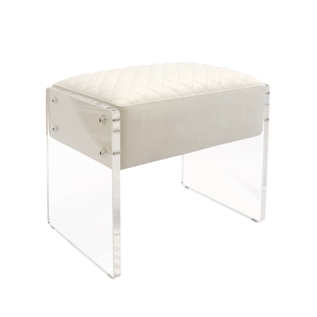Ivory Velvet Stool E11739