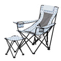 Blue and White Camp Chair with Footrest D90696