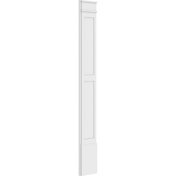 12x22W x 90x22H x 2x22P Two Equal Flat Panel PVC Pilaster with Decorative Capital & Base (Pair) B234