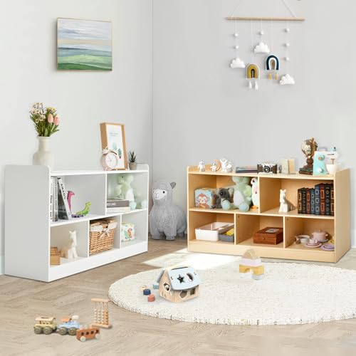 Wooden 2 Shelf 5-Section Toy Storage Organizer K676