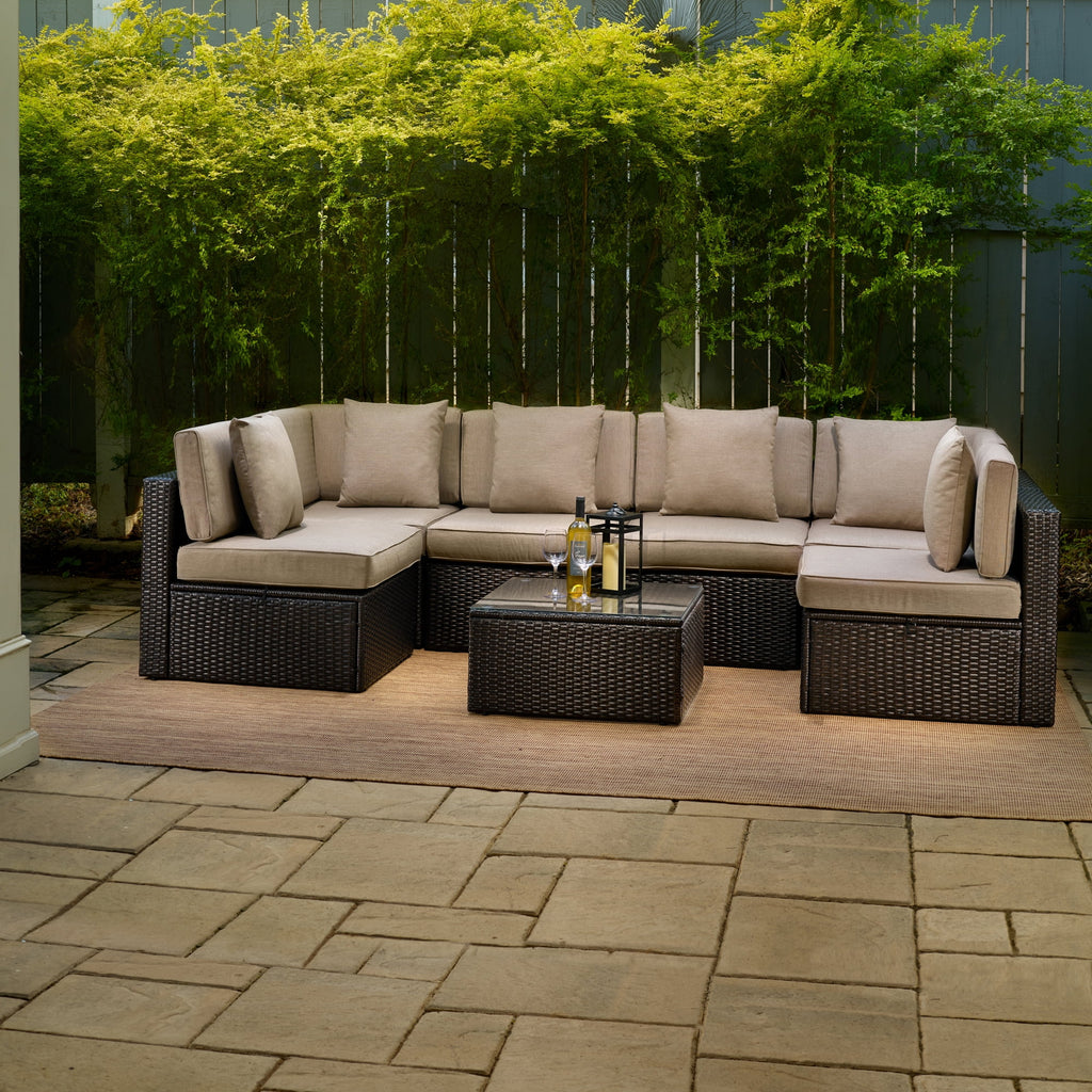 Tan Resin Wicker Modular Sectional G789