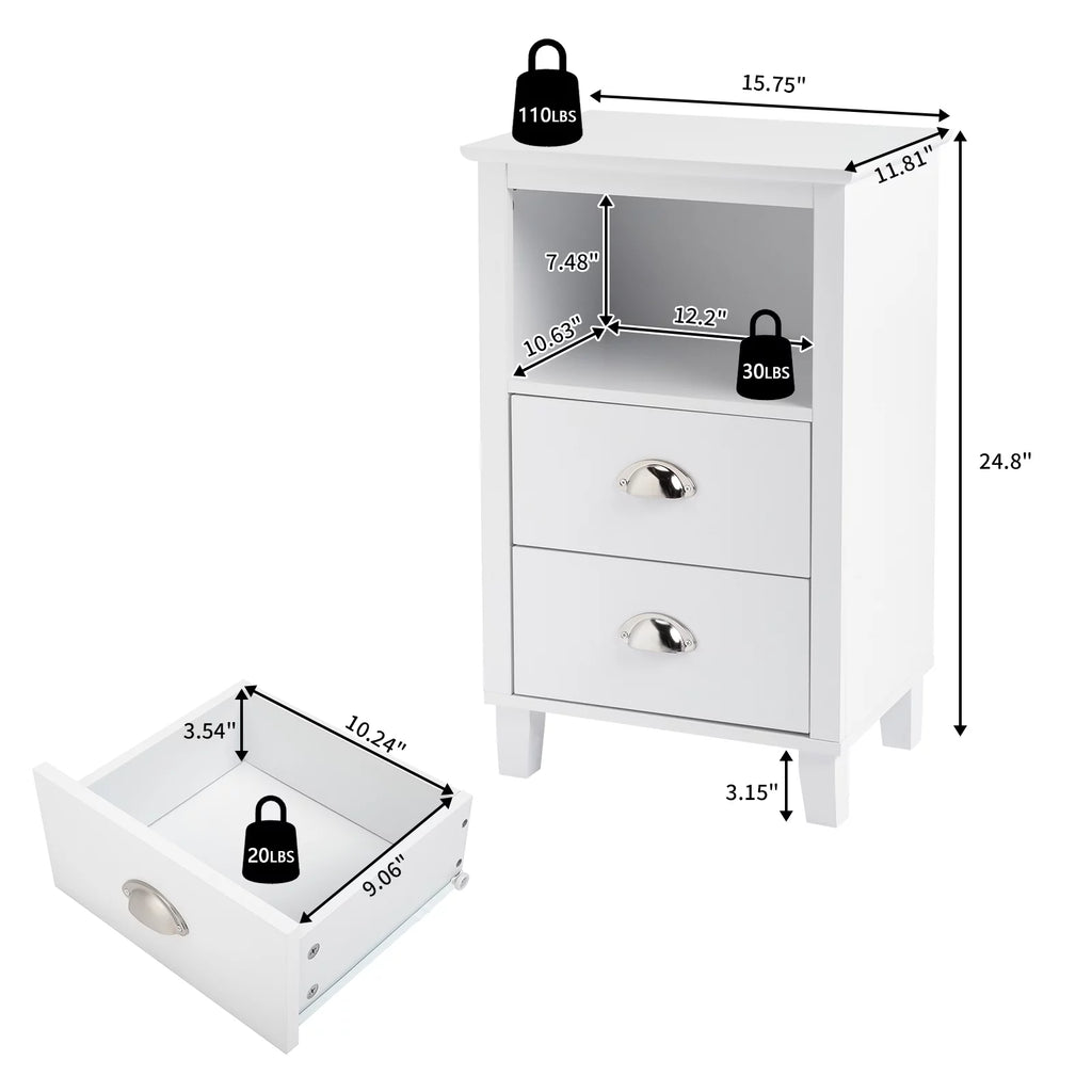 White 2 Drawer Bedside Table J61700