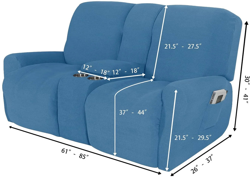 8 Pieces Velvet Reclining Love Seat Slipcover with Cup Holders S1024