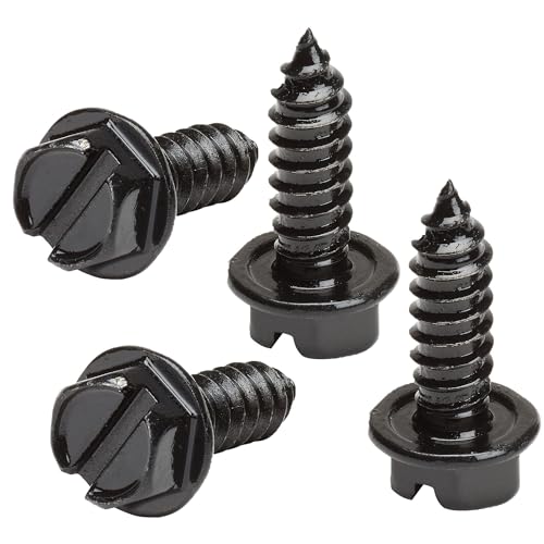 Rustproof Stainless Steel License Plate Screws 4-Pack Black N7704