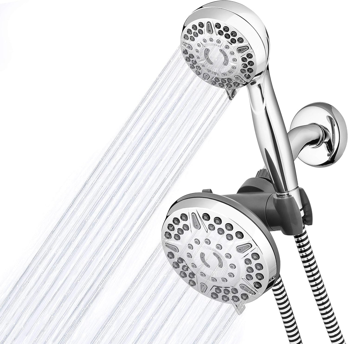 High Pressure Handheld Shower Head with 5-Foot Hose, 96-inch Metal Shower Hose Pack of 2 K628218