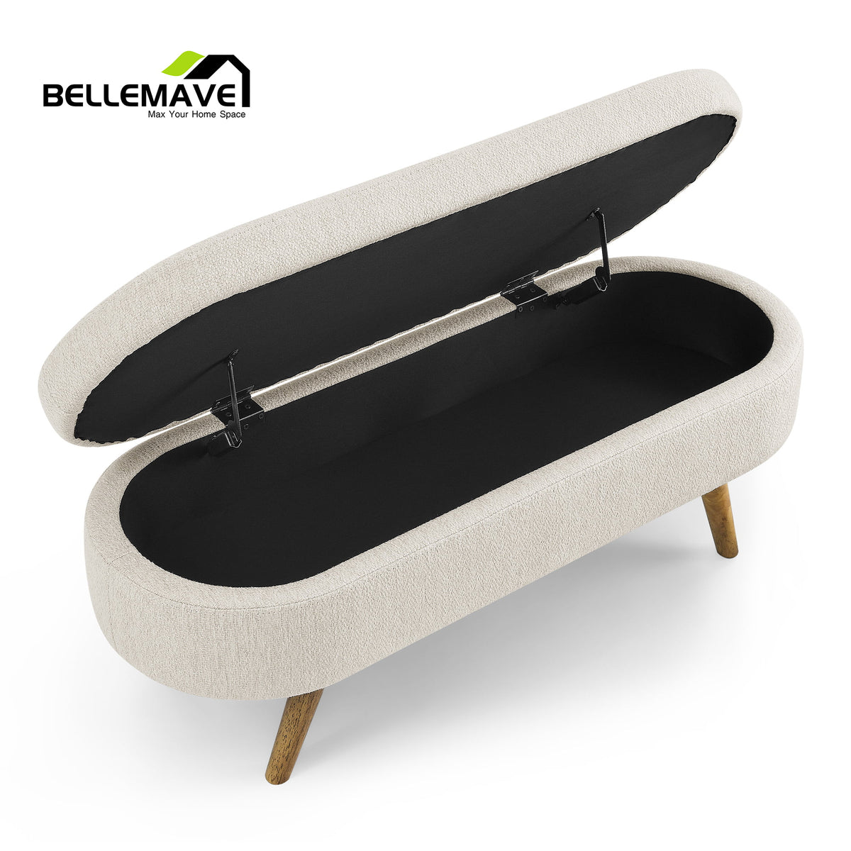 Beige Linen Upholstered Storage Ottoman O2892