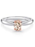 925 Sterling Silver and 10K Rose Gold Peach Morganite Solitaire Engagement Ring (0.50 Cttw, Oval 6X4MM) S316