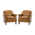 Faux Leather Arm Chair with Nailhead Trim and Rolled Arms Set of 2 F488140