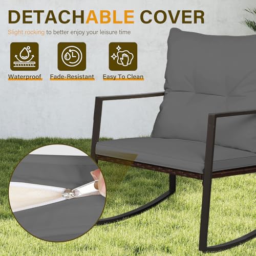 3-Piece Brown Wicker Patio Bistro Set with Glass Coffee Table G667