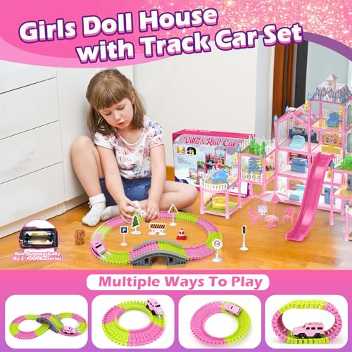 Doll House with Lights, 3 Dolls, 4 Floors A11472