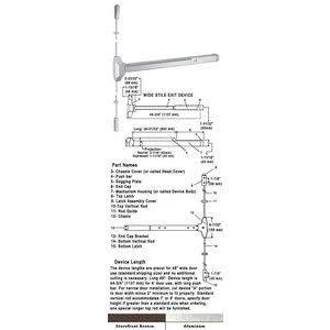 Surface Rod Panic Exit Device 48x22 Satin Aluminum B687862
