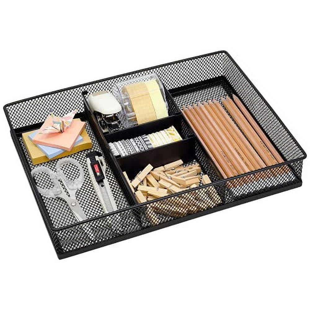 Mesh 3 Slot Desk Drawer Organizer with Adjustable Dividers A1773