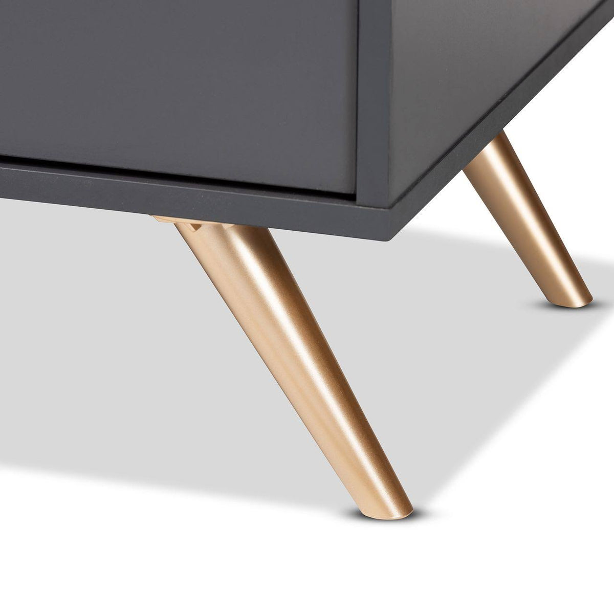 Dark Grey and Gold Finished Wood 2-Door Sideboard Buffet Y443682