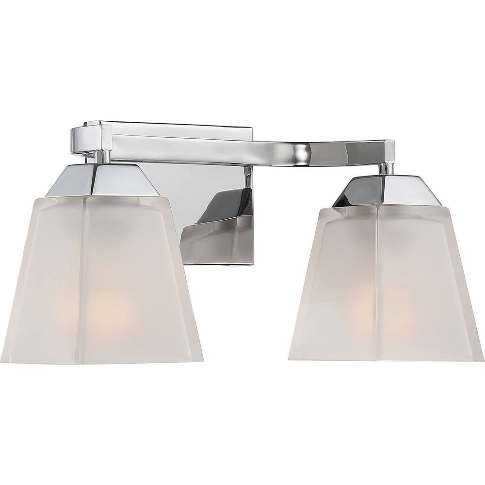 Polished Chrome 2-Light Bath Fixture with Frosted Glass M555