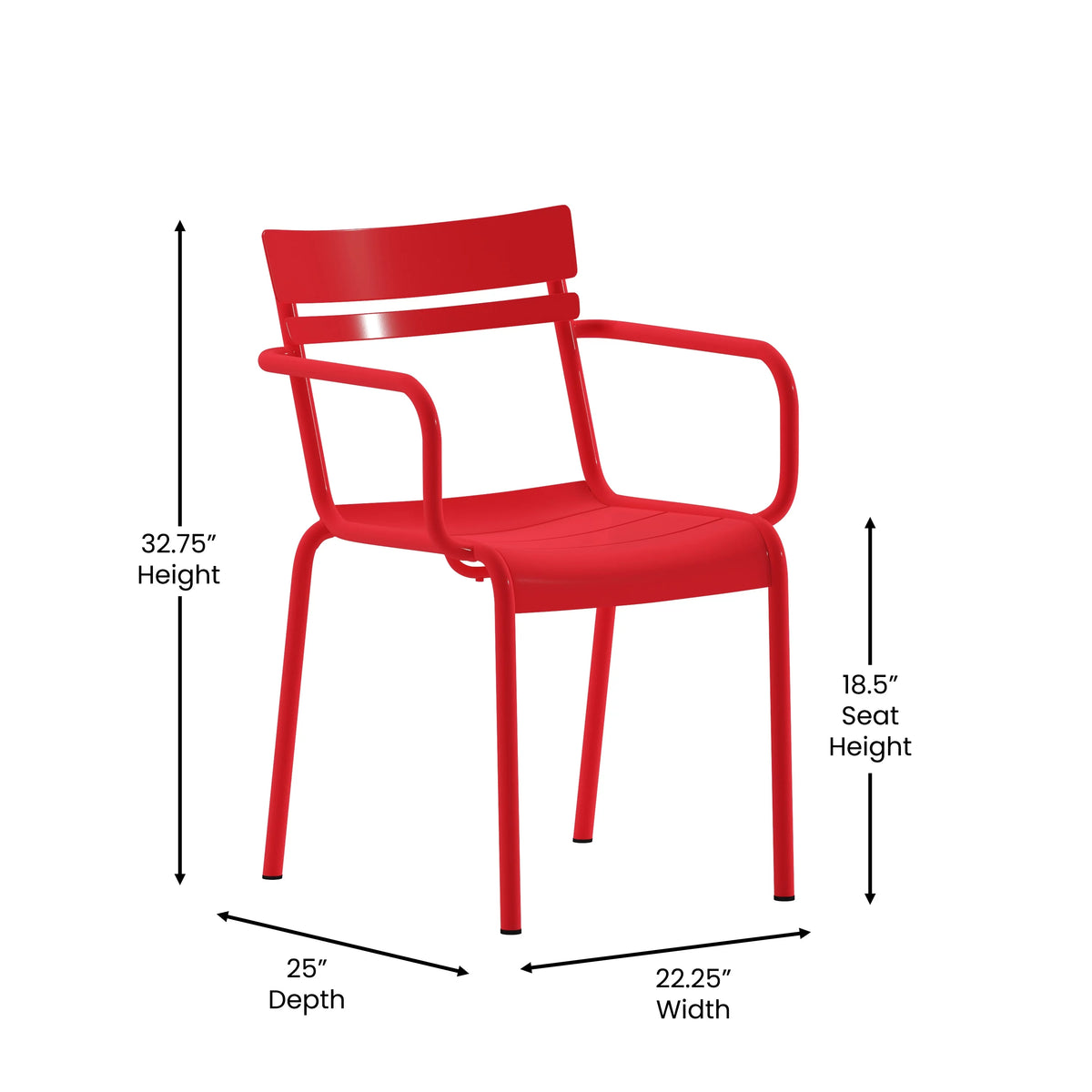 Red Steel Stackable Indoor-Outdoor Chair with Arms S914321