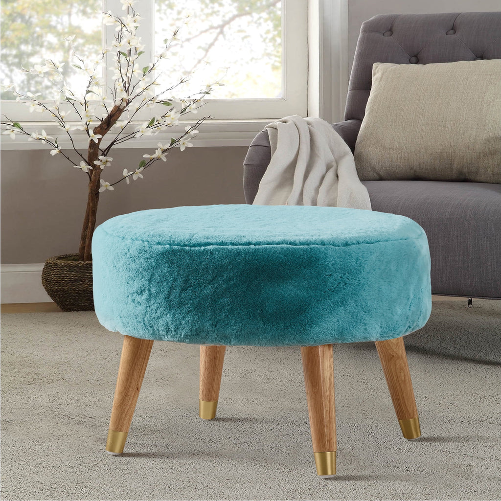 Heavy Faux Fur Oval Ottoman N7964