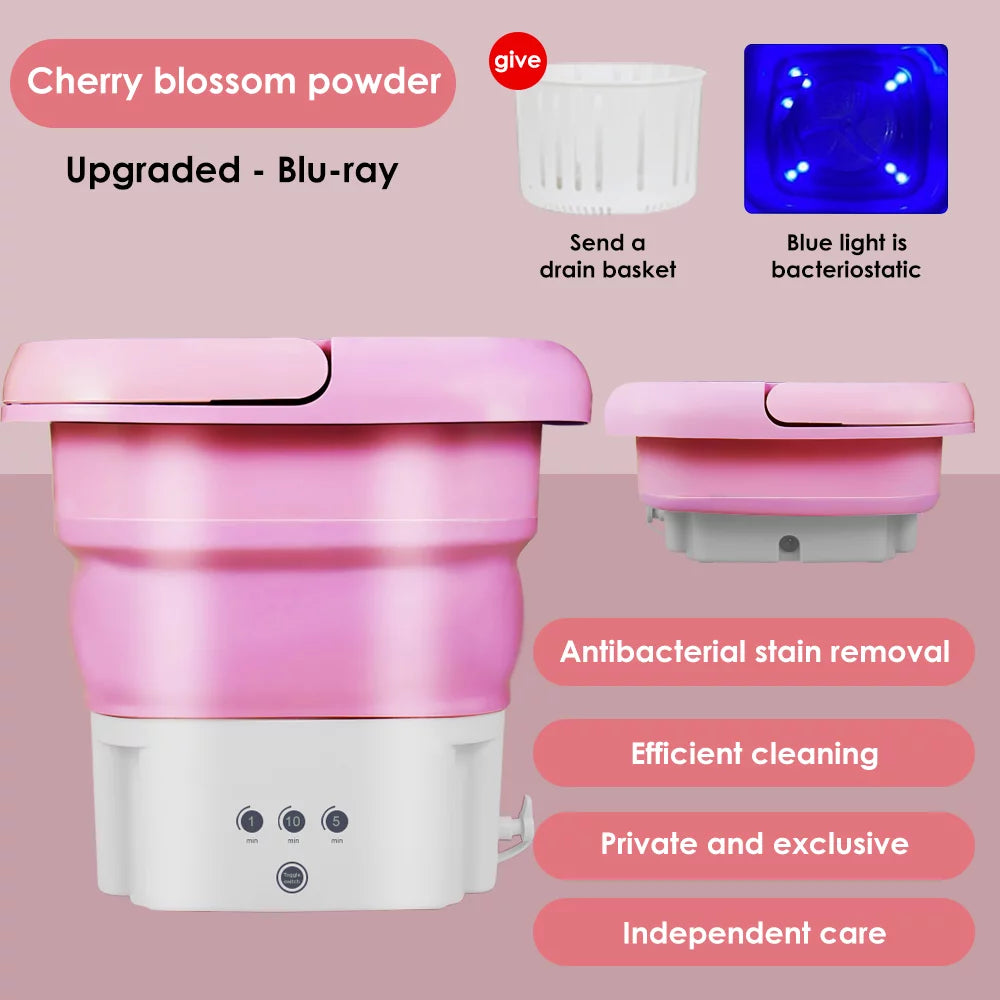 Pink Foldable Portable Washing Machine E873