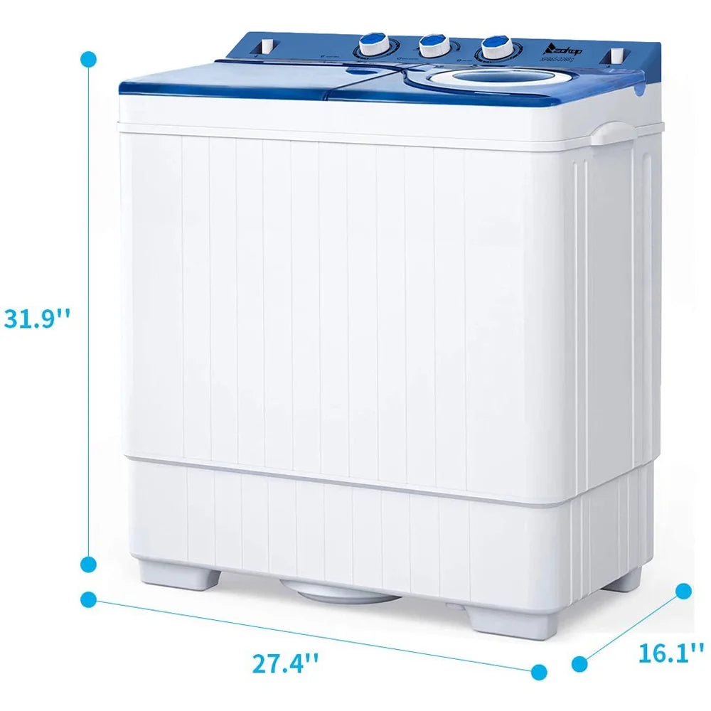 Semi-automatic Twin Tub Washing Machine, 26Lbs, White&Blue B94302
