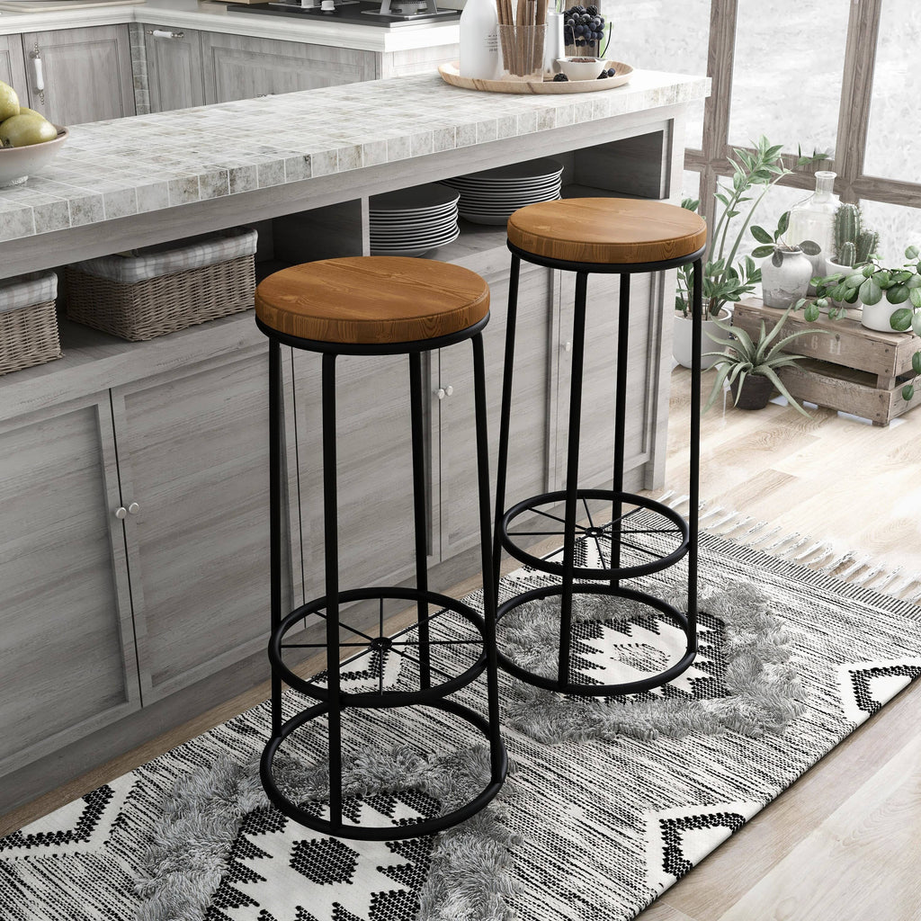 Rustic Metal Barstools Set of 2 H709