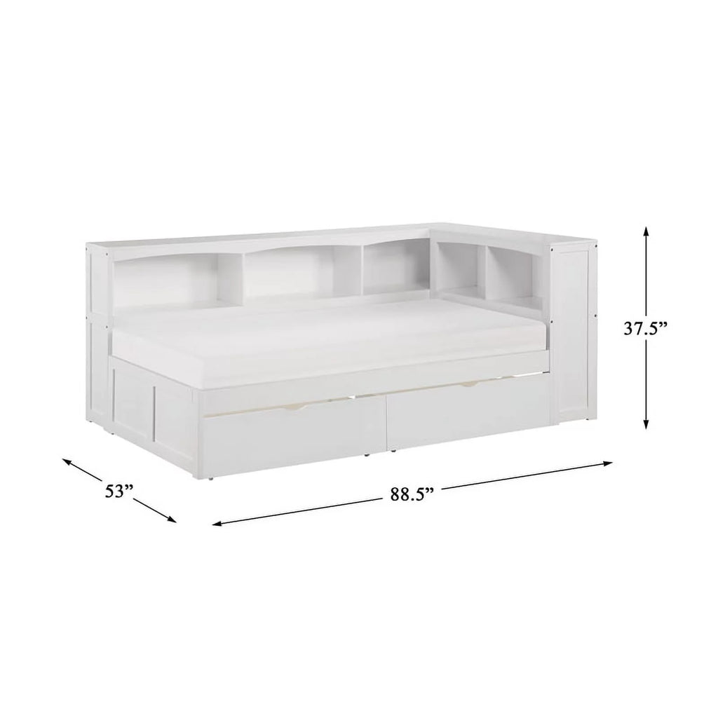 White 5-Shelf Wood Twin Corner Bed Y375486