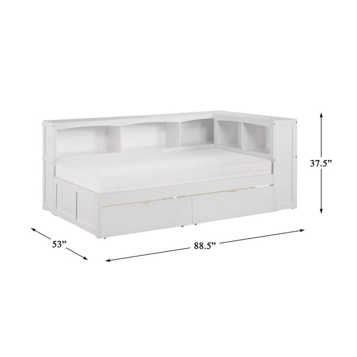 White 5-Shelf Wood Twin Corner Bed Y375486