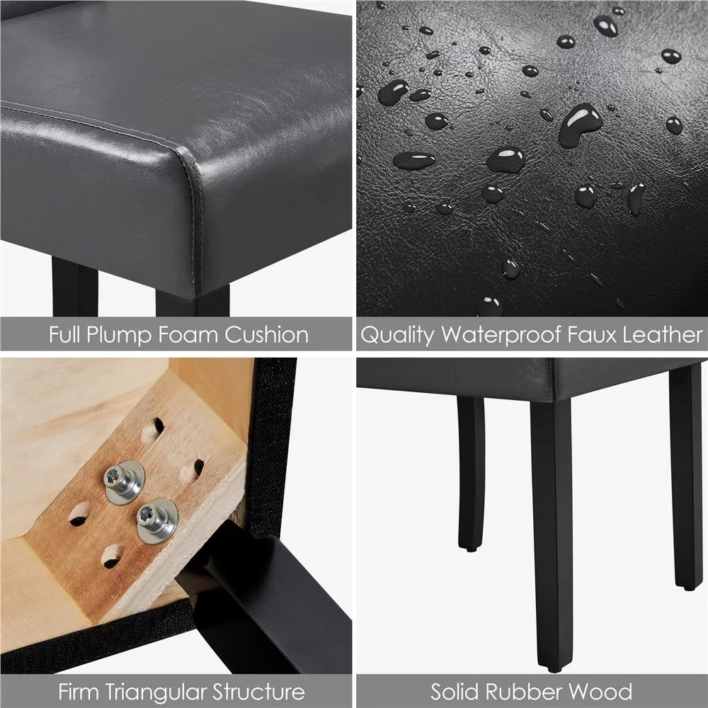 Faux Leather Dining Chairs with Wood Legs Set of 6 Gray B6317