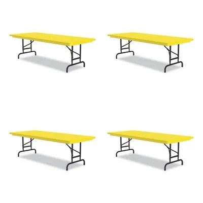 Adjustable Folding Tables, Rectangular, 72" x 30" x 22" to 32", Yellow Top, Black Legs Z13062