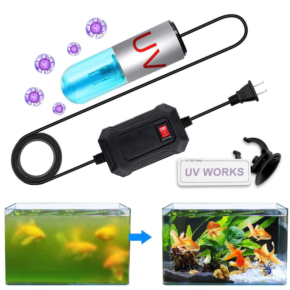 3 W Mini 13 W UV Sanitizer Submersible Aquarium Clean Light E3451