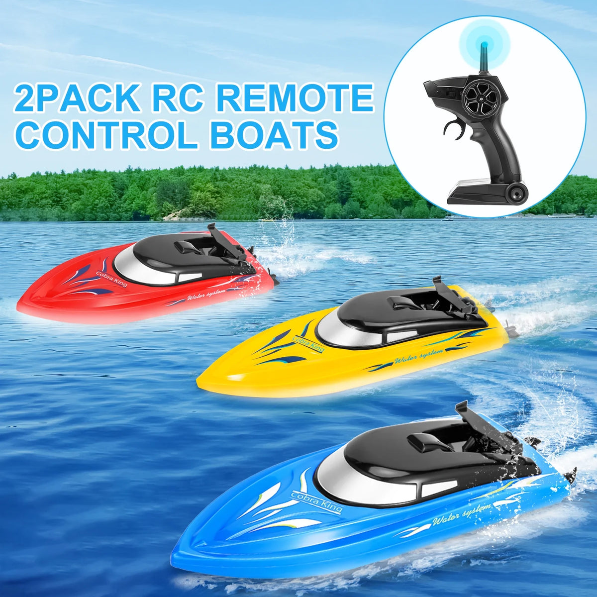 3 Pack 2.4 GHz RC Boat with 6 Rechargeable Batteries U510