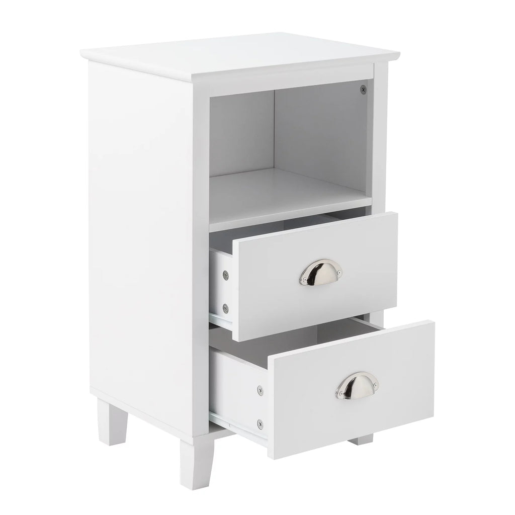 White 2 Drawer Bedside Table J61700