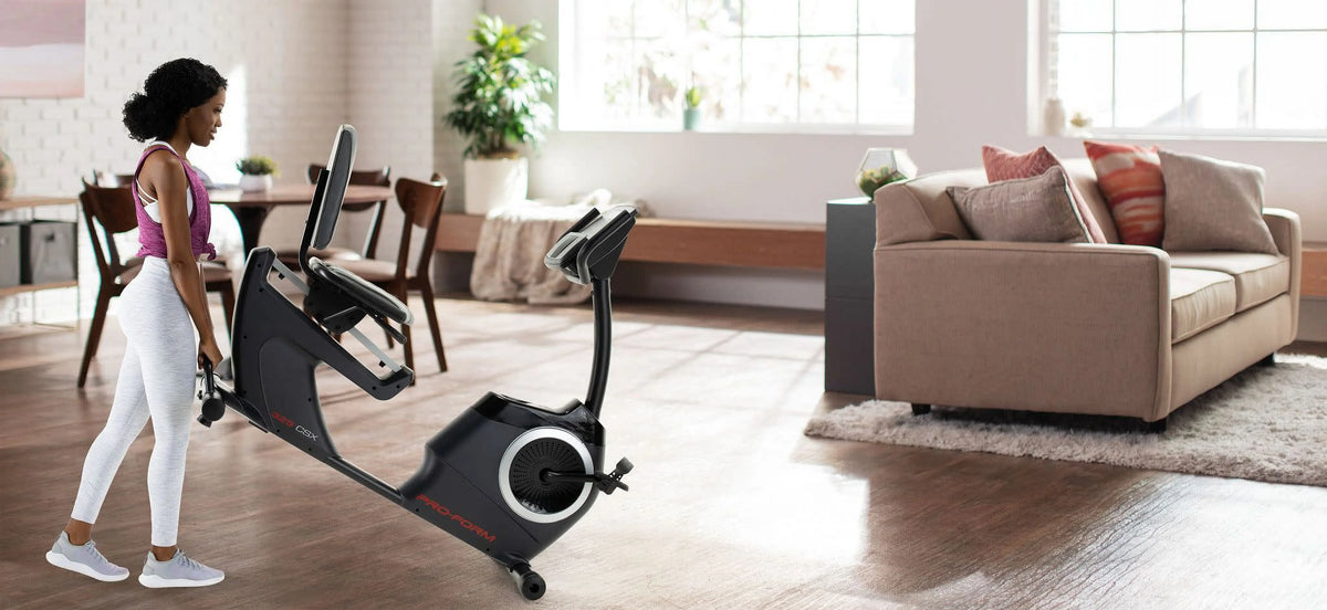 Recumbent Exercise Bike with Display, Tablet Holder, and Fan C345
