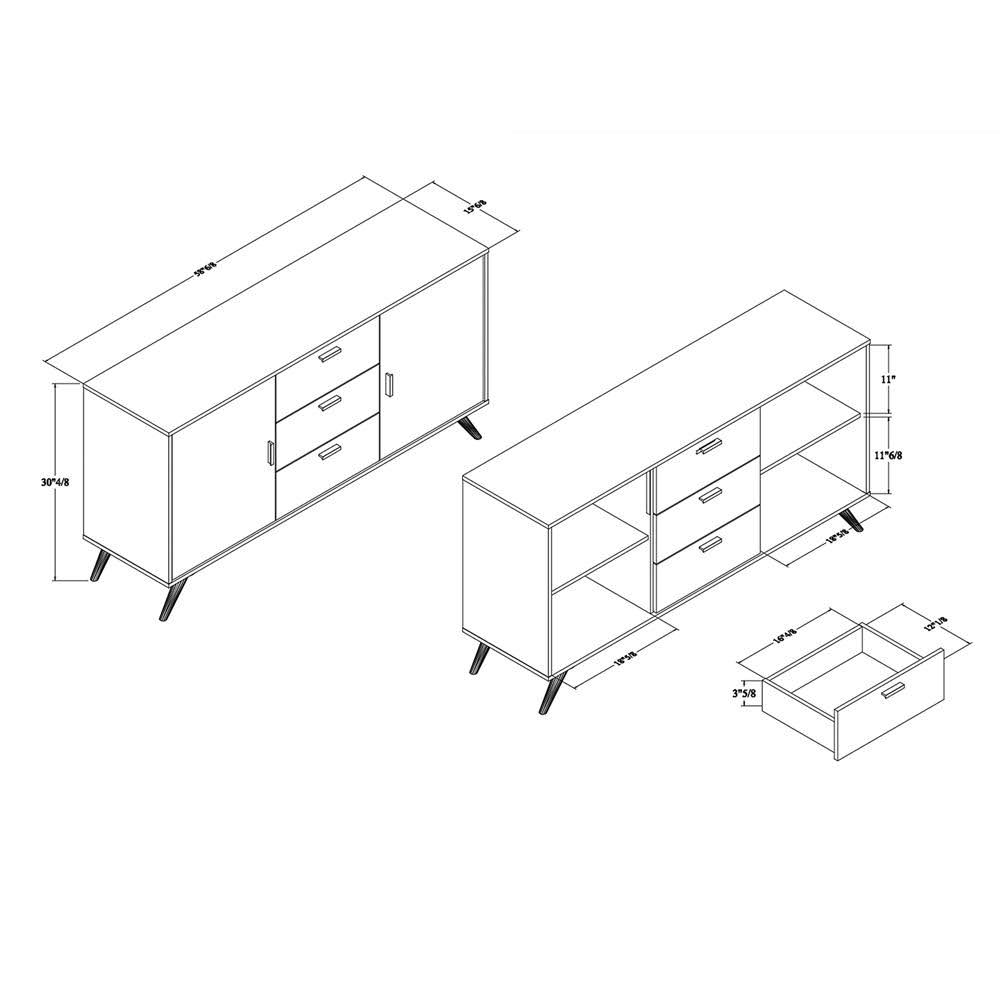 Dark Grey and Gold Finished Wood 2-Door Sideboard Buffet Y443682
