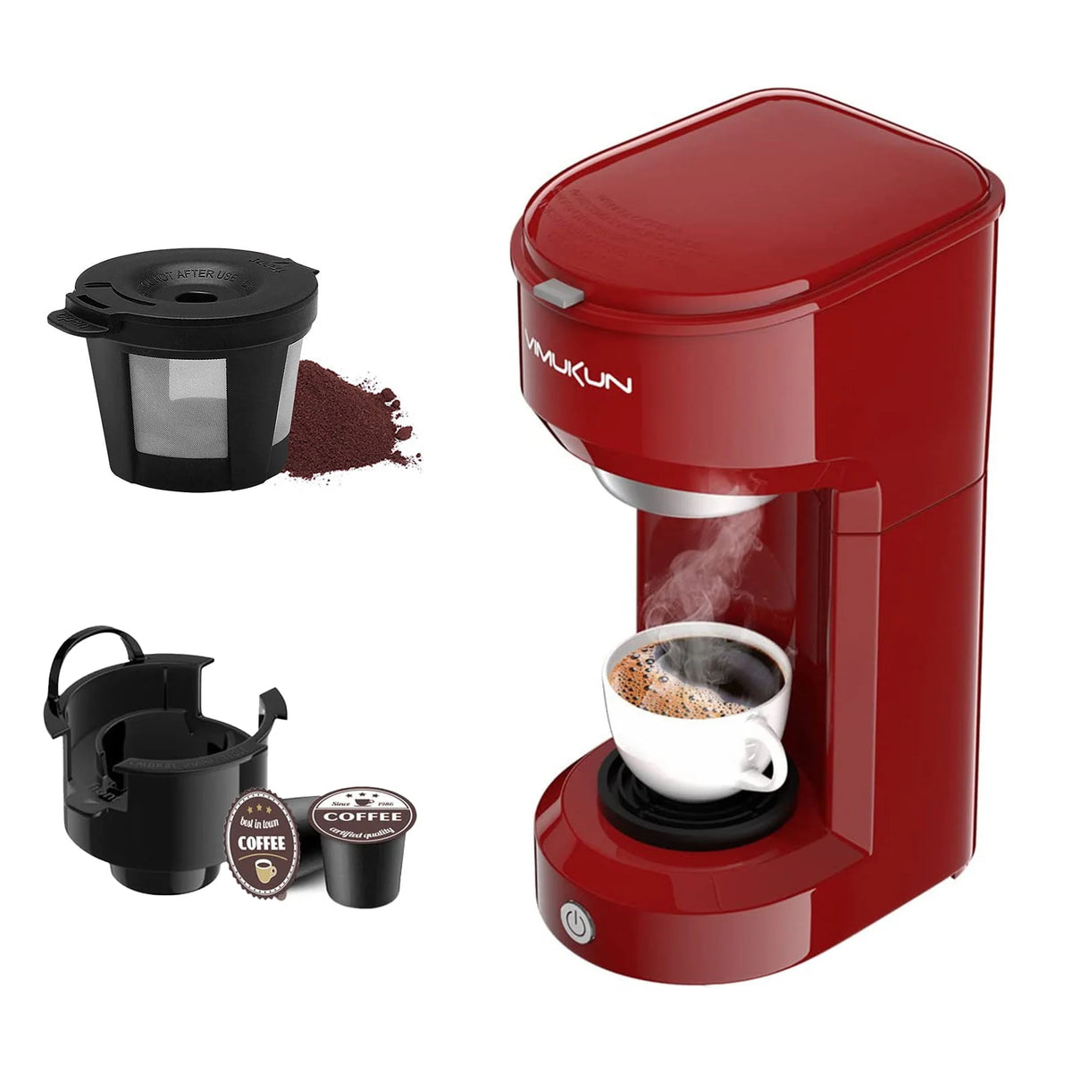 Single Serve Coffee Maker with 6 to 14oz Reservoir, Light Grey E2280