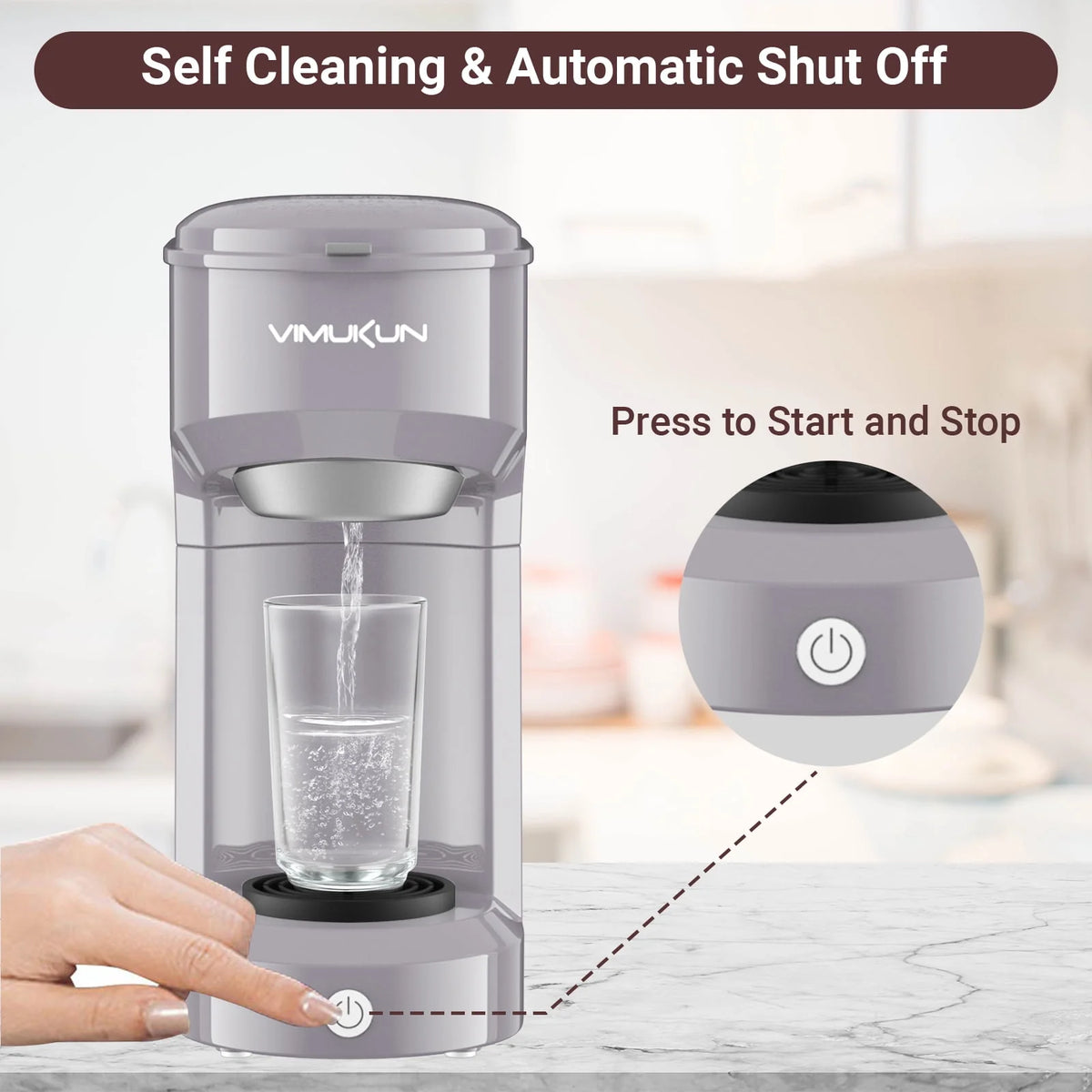 Single Serve Coffee Maker with 6 to 14oz Reservoir, Light Grey E2280